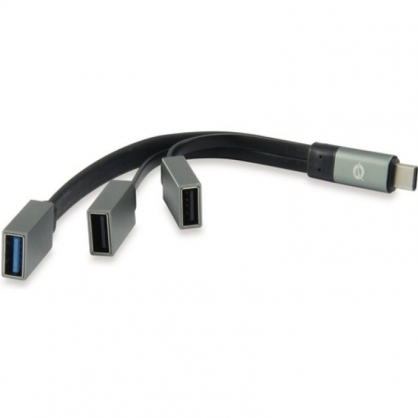Conceptronic Hub USB-C a USB 3.0 + 2 USB OTG Gris