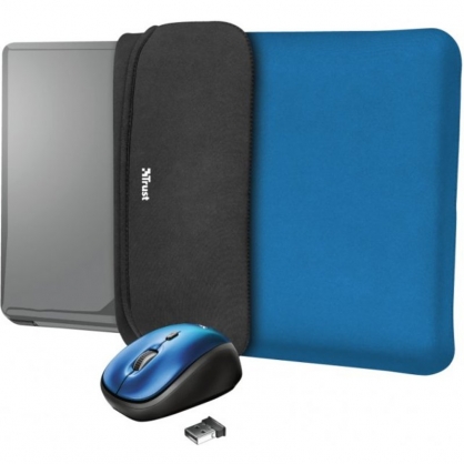 Trust Yvo Reversible Laptop Sleeve 15.6 & quot; + Blue Wireless Mouse